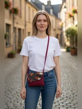 NEW Handmade Beautiful Dark Pink Hand-Made Cross Body Small Purse